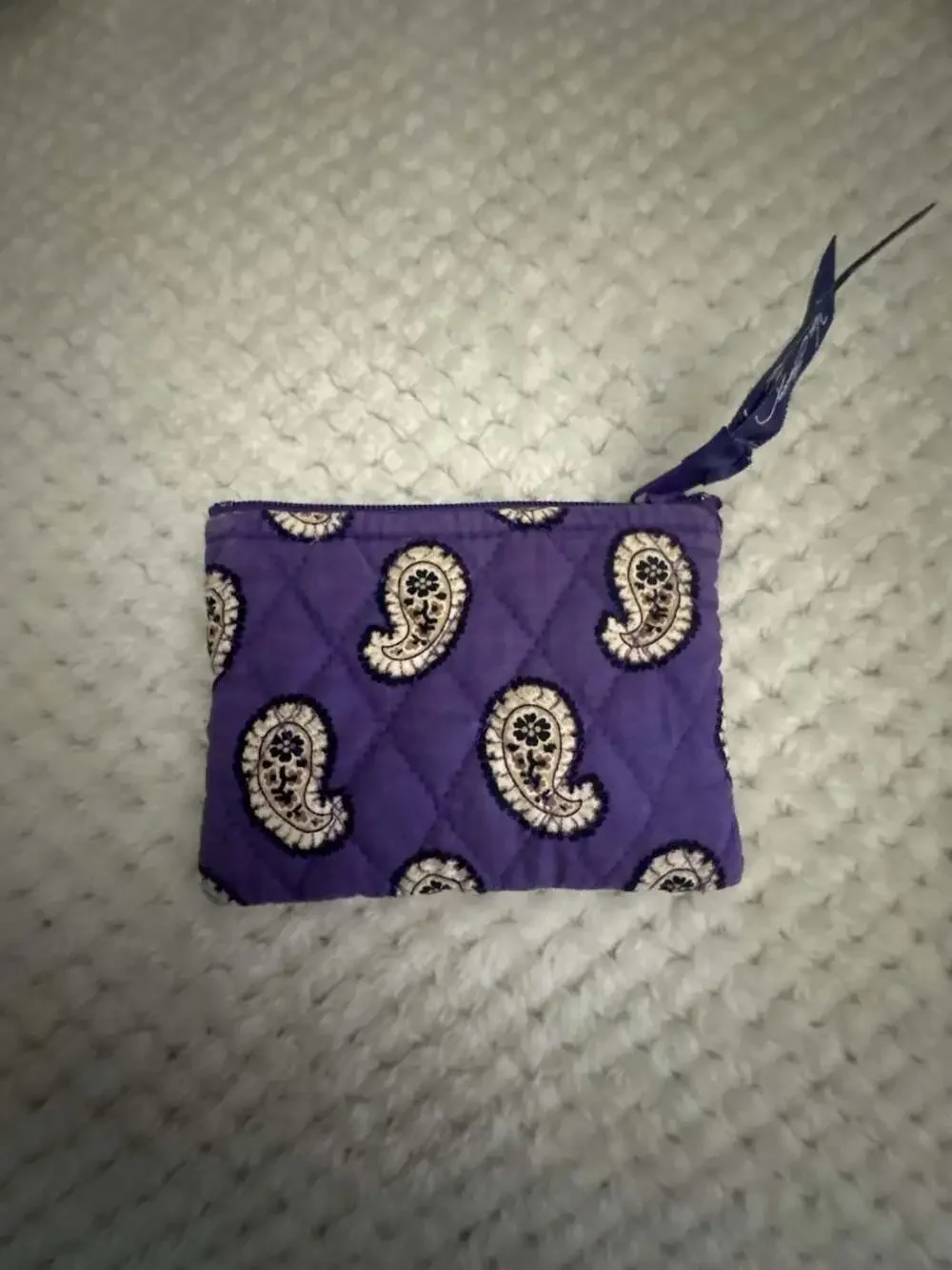 Vera Bradley Quilted Purple Paisley Zip ID Case Wallet